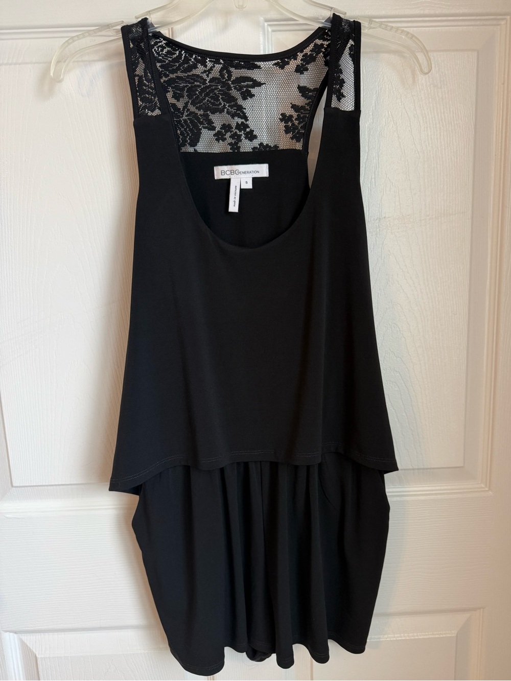 BCBGeneration Black Lace-Back Layered Mini Dress